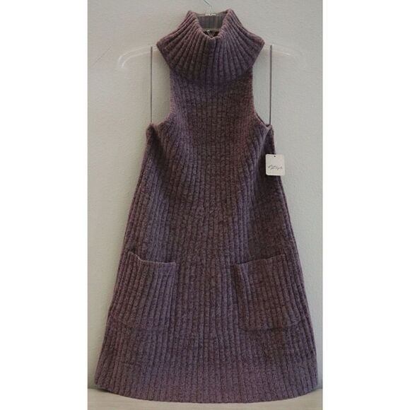 Free People OB1534052 Women's Sz M Purple Claude Mockneck Mini Knit Dress $138 - Picture 9 of 13